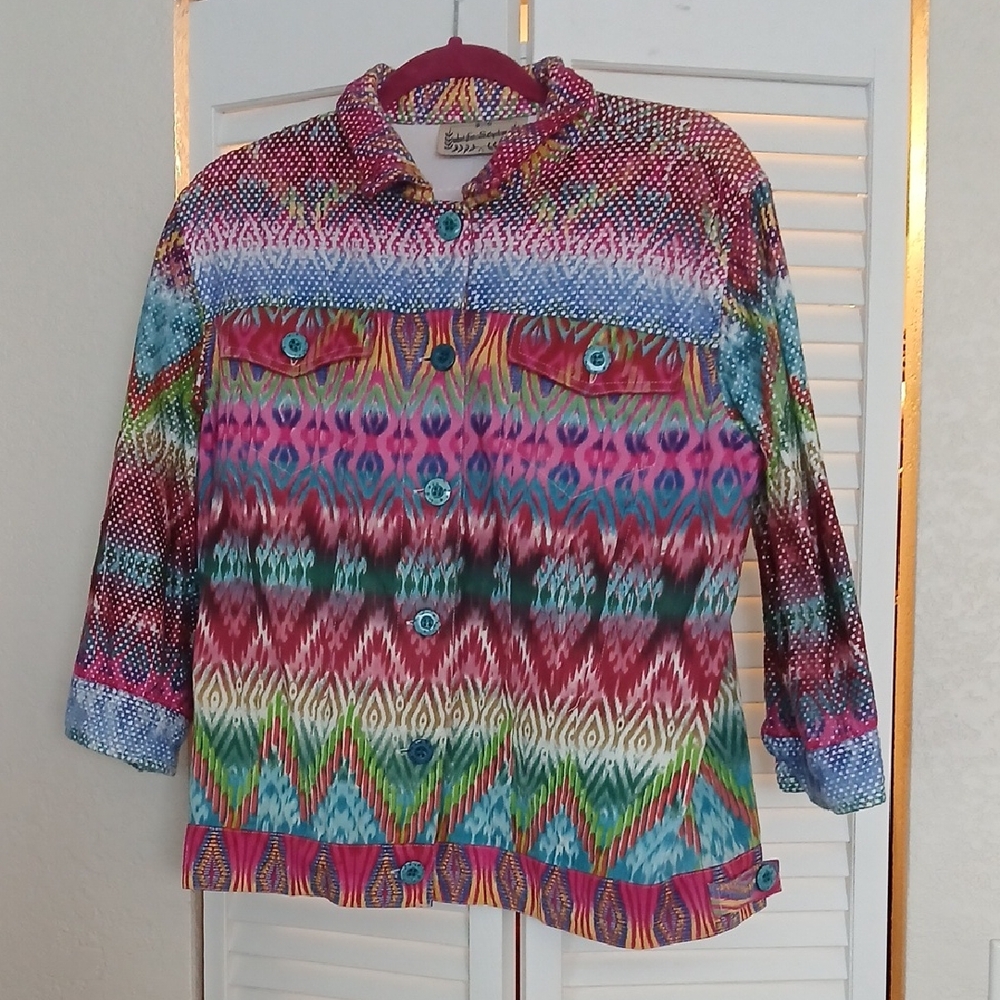 Colorful Patterned Button-Up Shirt - Picture 1 of 6
